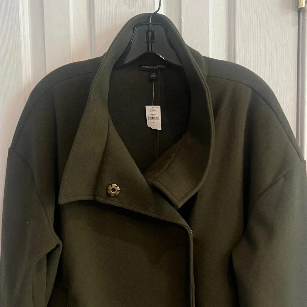 Banana Republic Green Melton Moto Jacket Size M NWT - Picture 5 of 10
